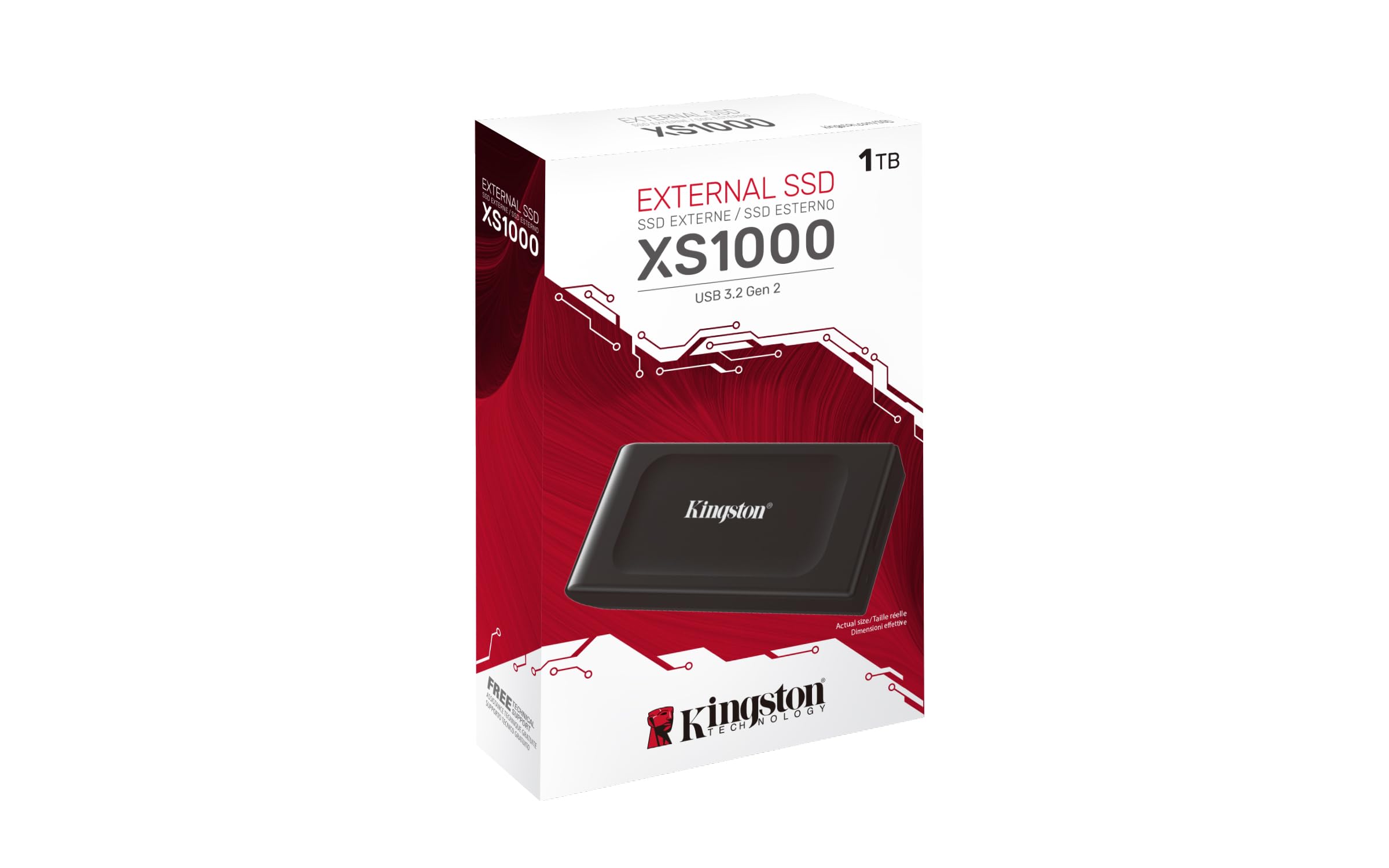 Kingston SSD Externo XS1000 Capacidad: 1000GB USB 3.2 Gen 2 Lectura: 1050MB/s y Escritura: 1000MB/s (SXS1000/1000G)
