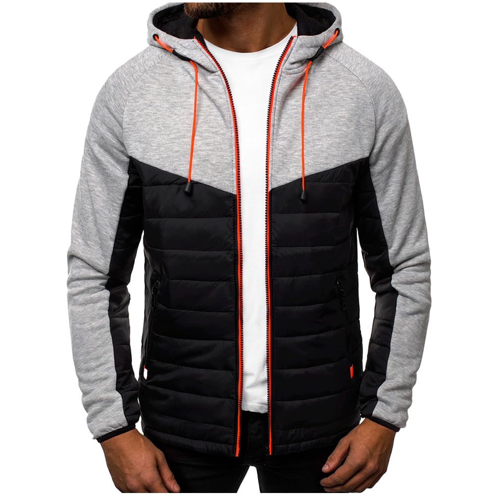 SHVE SHENDY VENDY Sudadera con Capucha para Hombre Casual con Bolsillos Cierre Sudadera Hoodie para Deporte Gris Extra Grande
