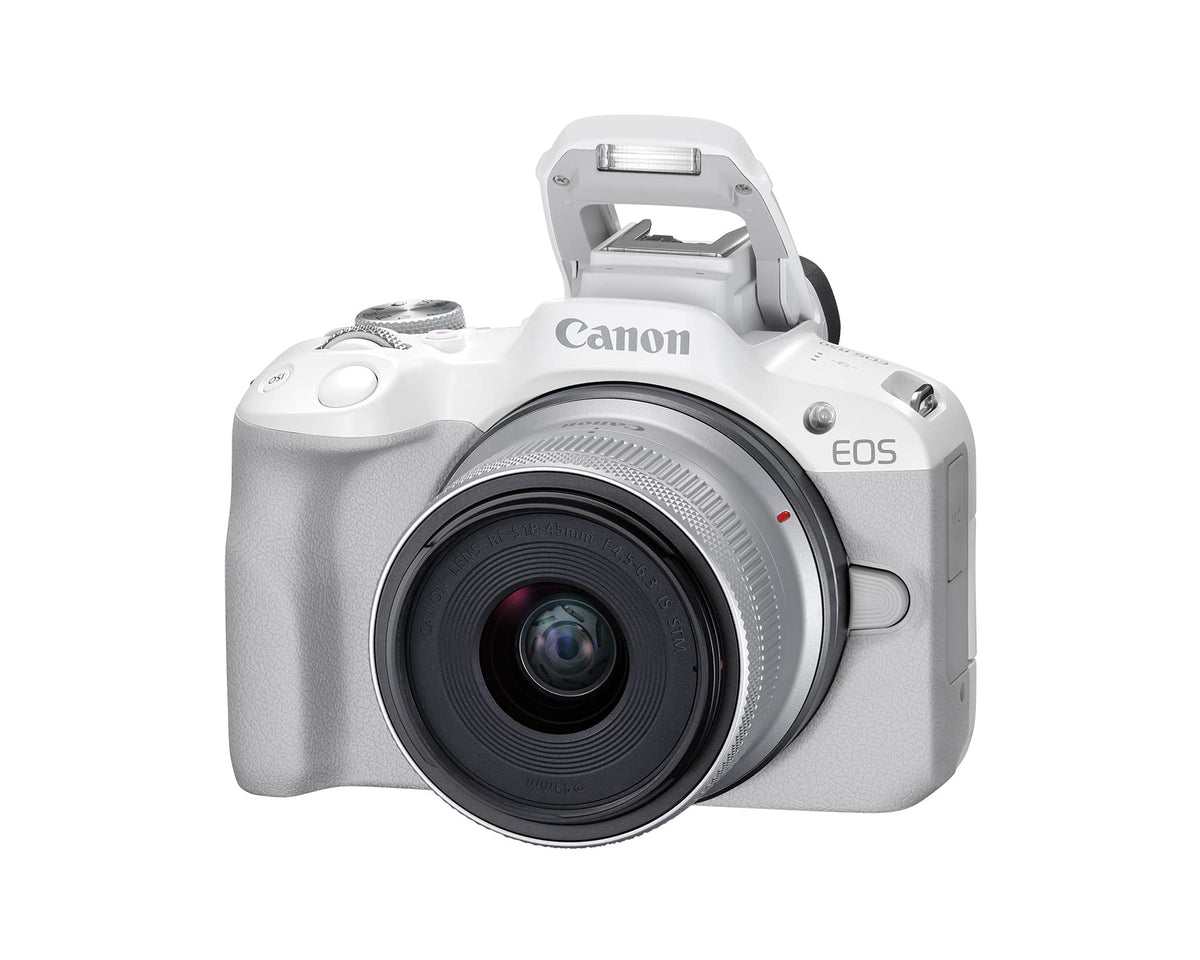 Canon Cámara EOS R50 Blanco con Lente RF-S 18-45mm F4.5-6.3 IS STM