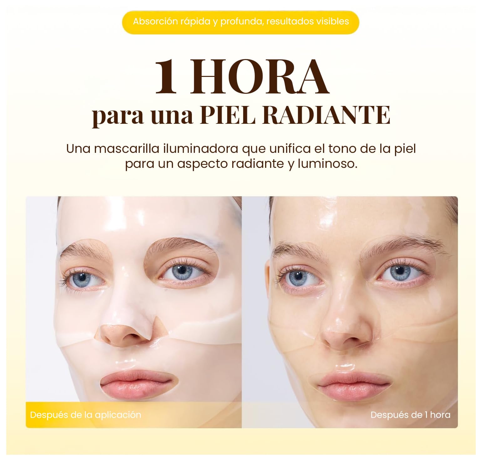 EQQUALBERRY Mascarilla Facial Coreana Hidratante con Colágeno y Niacinamida - Collagen Mask Iluminadora - Mascarillas Faciales Coreanas para Brillo Facial