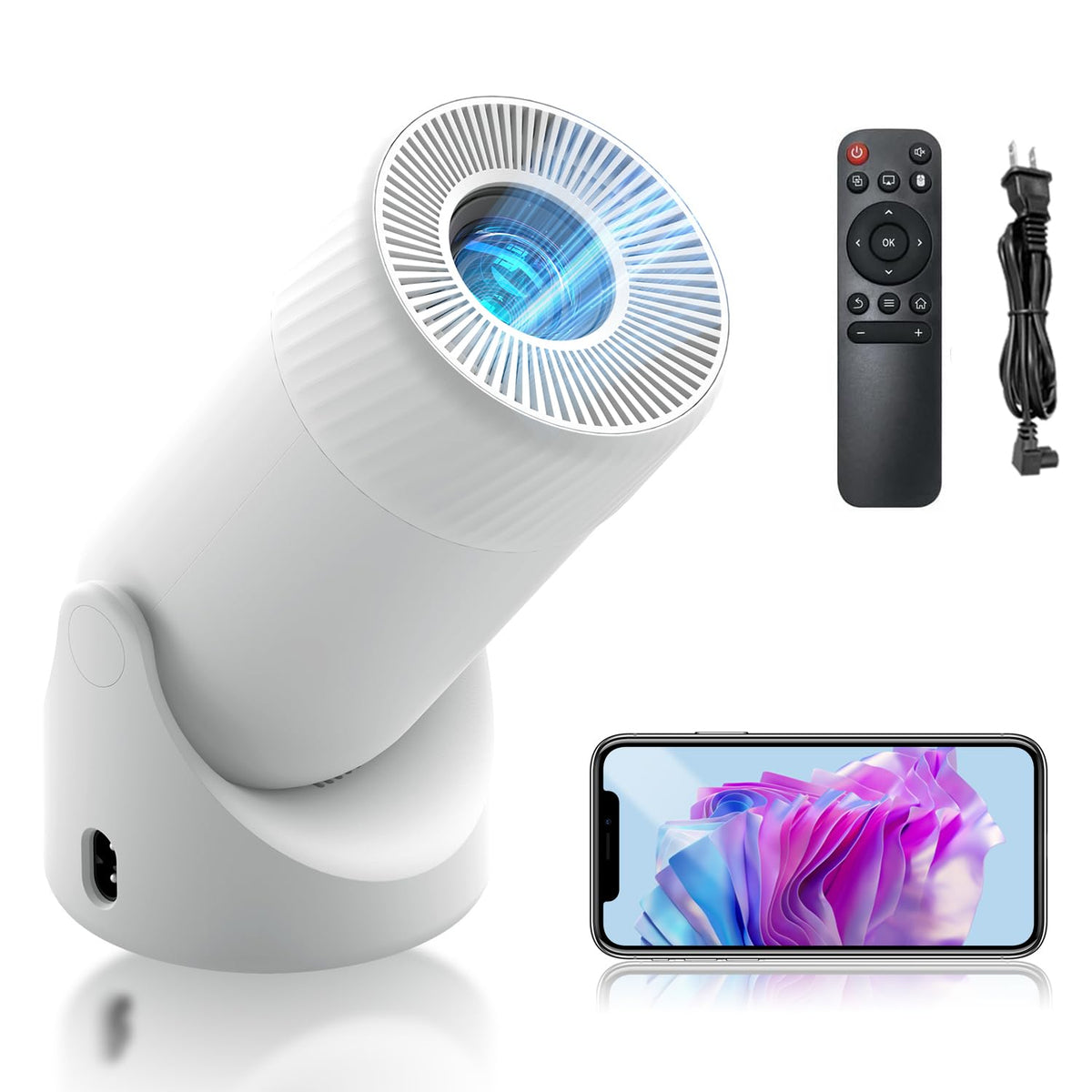 AOC Proyector portátil WiFi y Bluetooth, 4K Full HD, rotación de 180°, 8000 lúmenes, 220 ANSI, corrección Trapezoidal, para portátiles