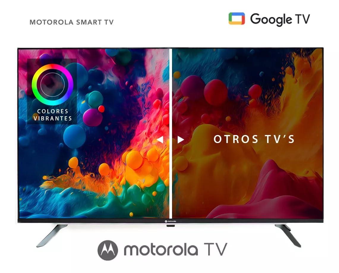 motorola Google TV Television Smart TV Android TV 32" Pulgadas | LED Pantalla Compatible con Google TV | Vive en Full HD | 2024 Modelo MOT32HLE11 | Negro Bezel