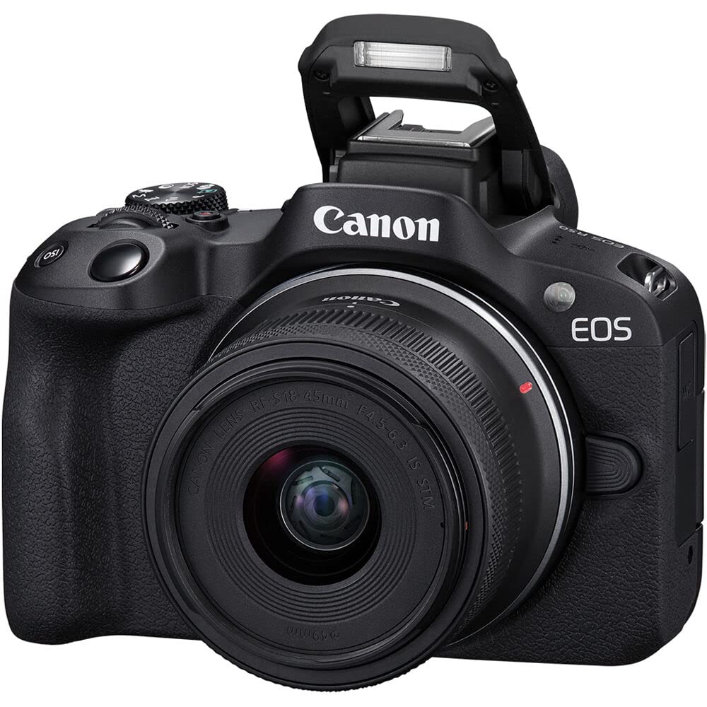 Canon EOS R50 Cámara Digital Sin Espejo, Negro, con Canon RF-S 18-45mm f/4.5-6.3 IS STM Lens, Kit de 39 Piezas (Paquete de 39)