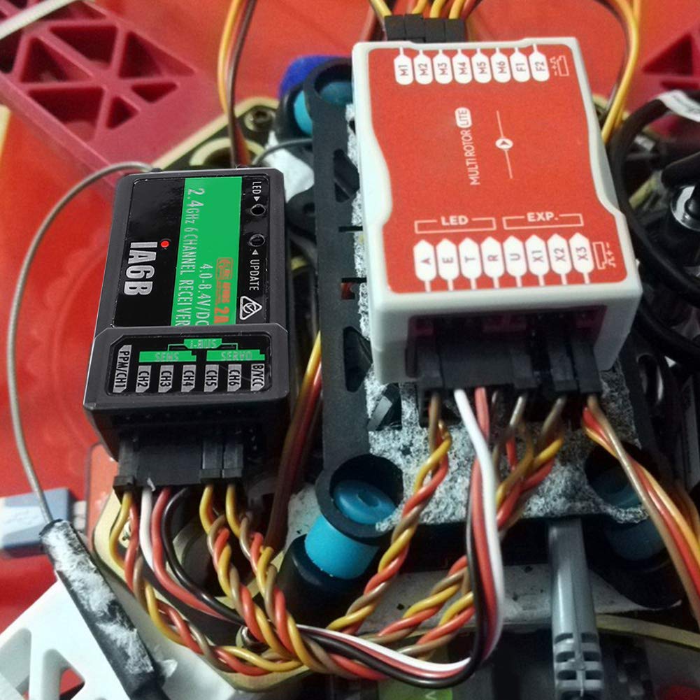 Qiilu RC Reiver 6Ch Reiver Plástico Negro Flysky FS‑Ia6B Ia6B 2.4G 6Ch RC Reiver Ppm para Transmisor FS‑I6X FS‑I6S I8 RC