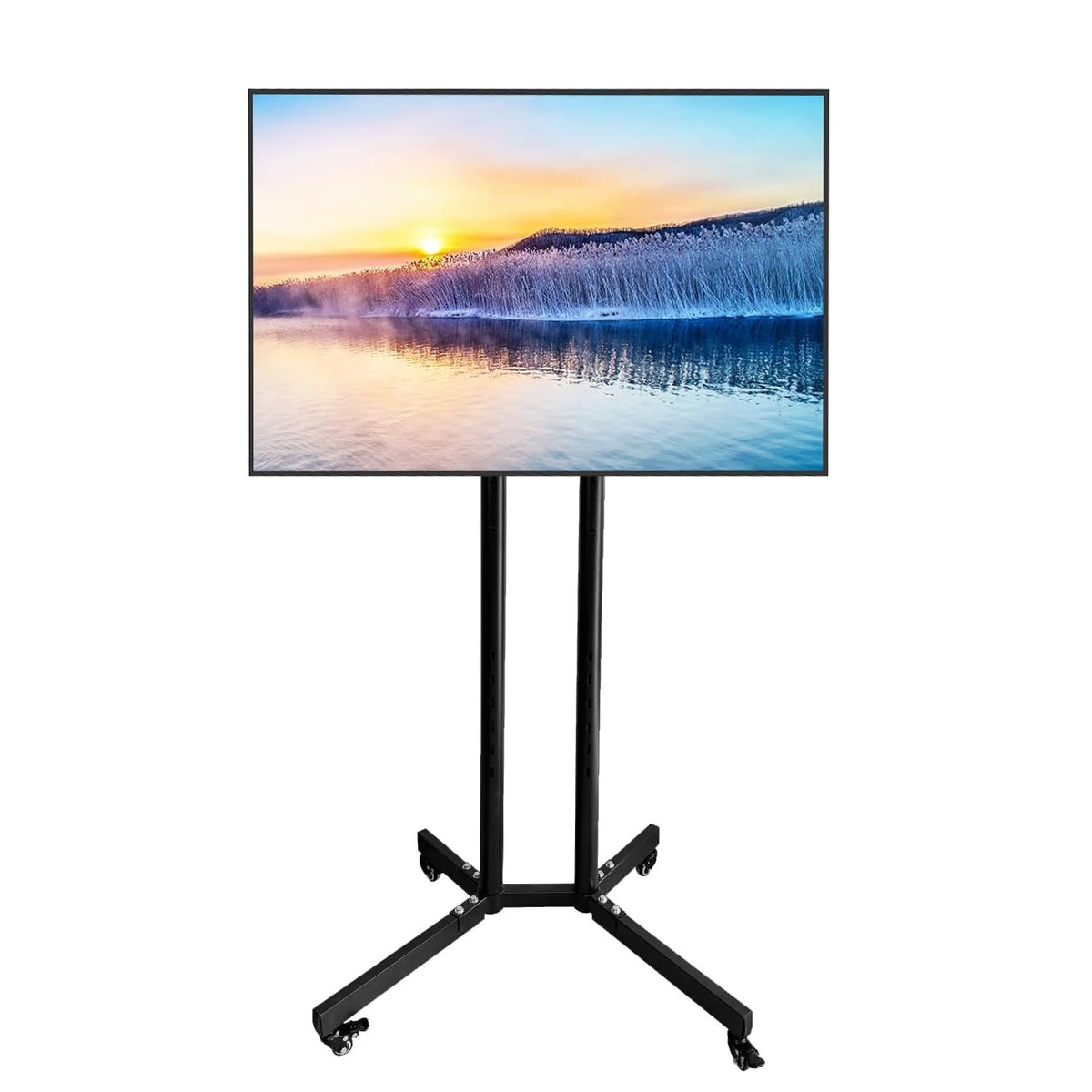 TBONEEY Soporte TV Ruedas para Television de 26 a 75 Pulgadas Ajustable en Altura, Soporte Móvil de Suelo Pie para Pantallas LCD LED, con VESA Máx. 600x400mm, hasta 70kg (Negro)