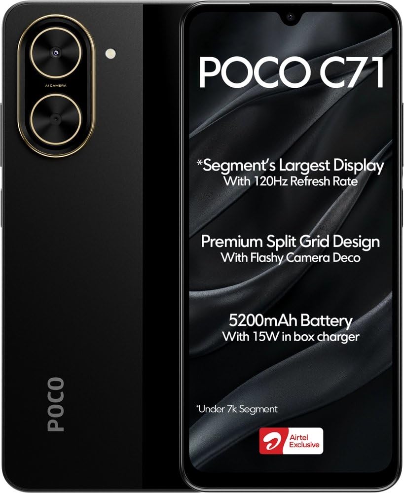 XIAOMI Celular Poco C71 4gb Ram 128gb ROM Black Dual Sim Smartphone