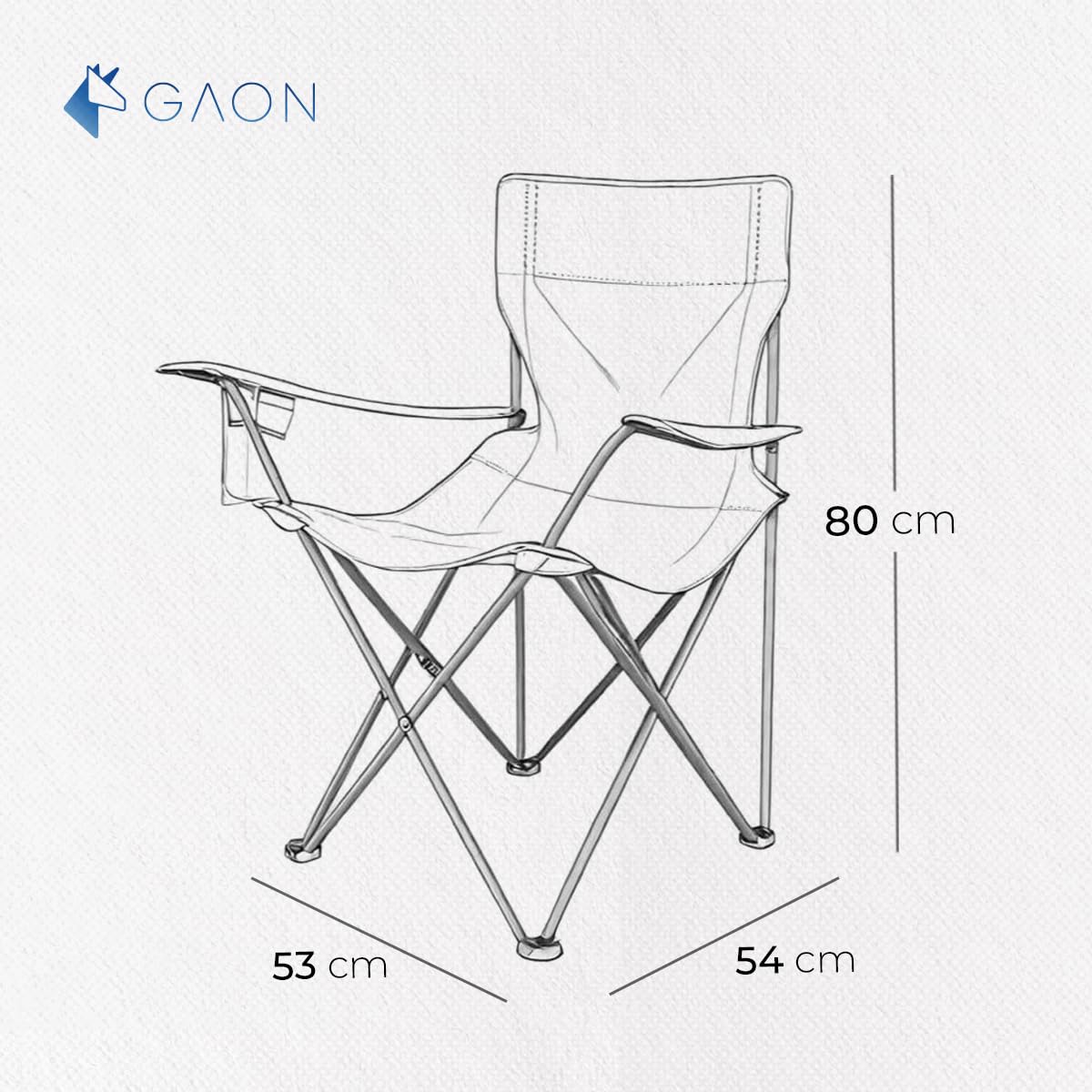 GAON. Sillas Plegables para Camping Playa o Pesca de Lona Impermeable con Reposabrazos Portavasos y Funda - Sillas Ultraligeras para Exteriores y Actividades al Aire Libre Set 4 Piezas Negro
