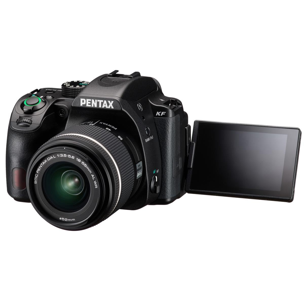 Pentax KF APS-C Cámara réflex Digital 18-55 WR Kit con Monitor LCD a Prueba de Polvo, Resistente a la Intemperie y de ángulo Variado, Color Negro