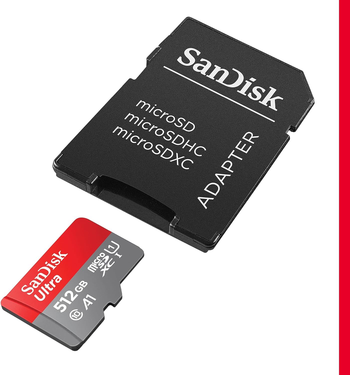 SanDisk 512GB Ultra microSDXC UHS-I Memory Card with Adapter - Up to 150MB/s, C10, U1, Full HD, A1, MicroSD Card - SDSQUAC-512G-GN6MA