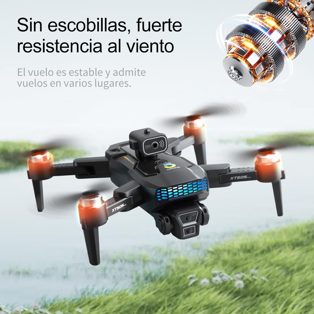 Dron Plegable con GPS 5G, Cámara Dual Wi-Fi 4K, Gimbal Servo, Motor Sin Escobillas, Vuelo Inteligente, Prevención de Obstáculos y Larga Duración de Batería x 3