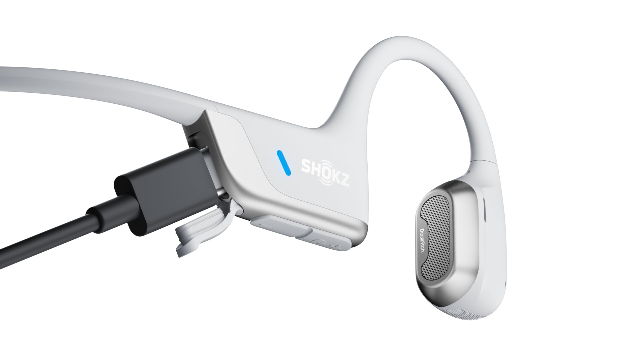 SHOKZ OpenRun Pro 2 Plata - Auriculares Deportivos de conducción ósea de oído Abierto, con Diadema, Resistentes al Sudor, Auriculares de Entrenamiento, Seguro, inalámbrico, Ajuste cómodo.