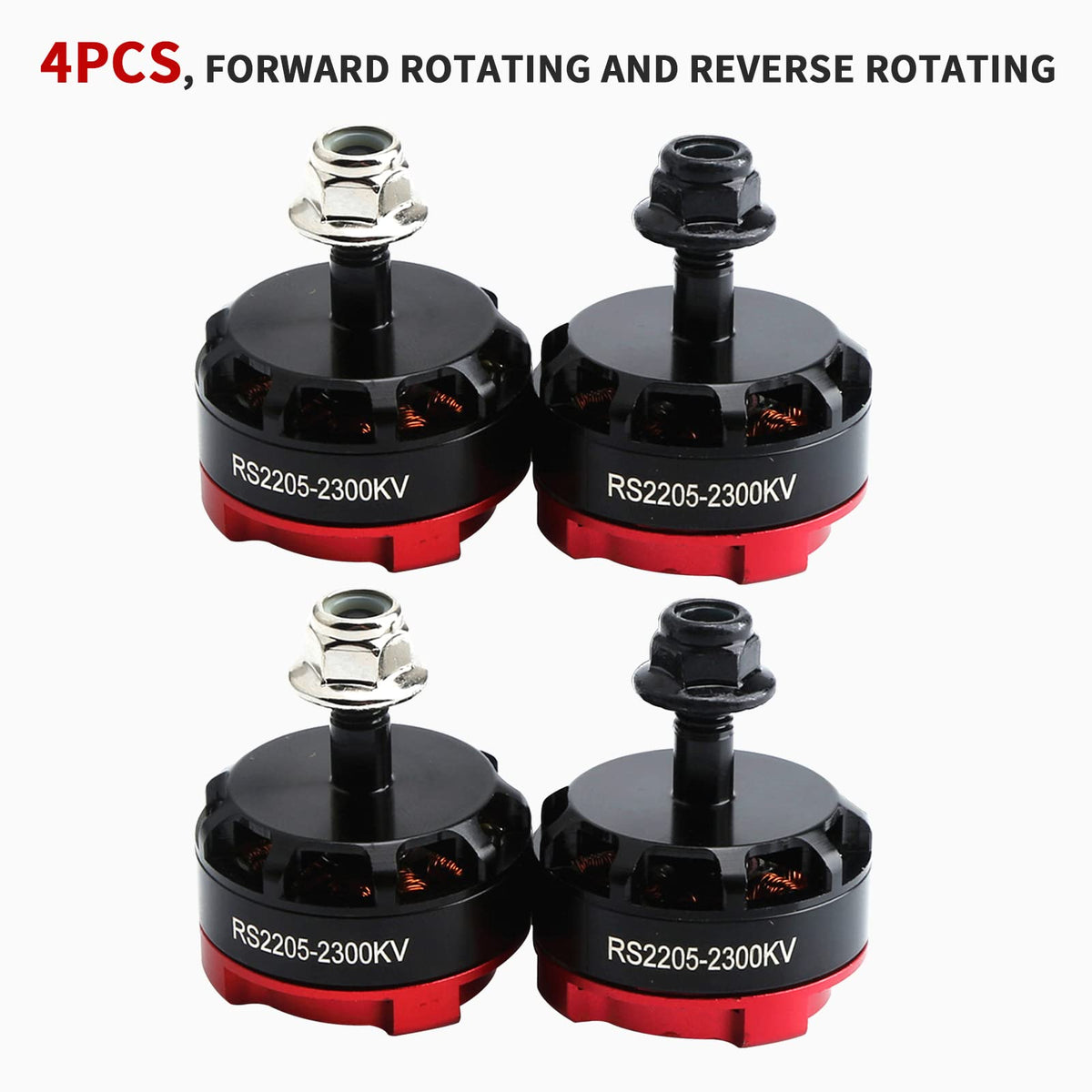 Motor sin escobillas 2205 2300KV, 4 Uds.rotación inversa y Motor de rotación hacia adelante para multicóptero de Dron de carreras de control remoto FPV