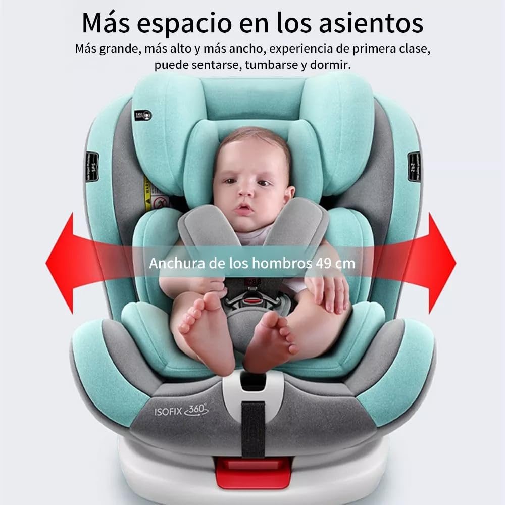 FINYQBET Autoasientos para Bebé, Asiento para Bebé Carro 3 en 1,Crecimiento Sostenible, Seguro y con Rotación 360°,Arnés de Cinco Puntos y Protección Biónica verde
