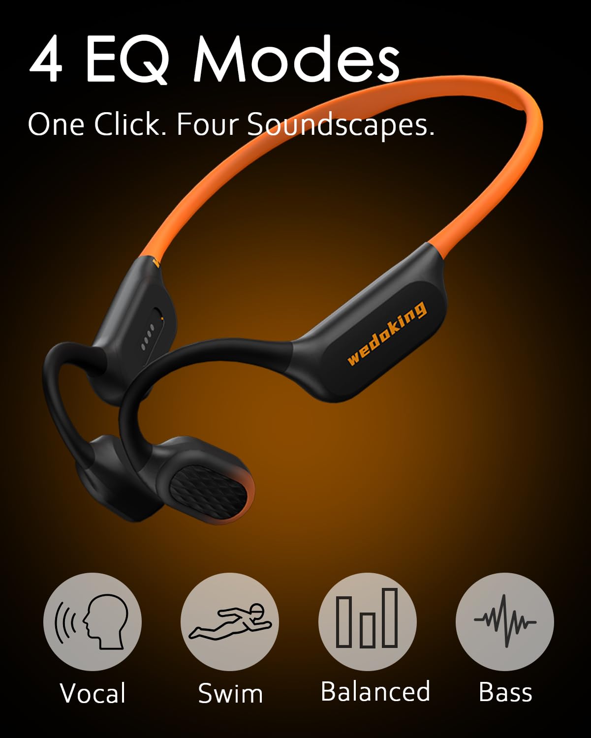 Wedoking Auriculares de natación con conducción ósea Bluetooth 6.0, reproductor de MP3 de 16 GB, impermeables, para surf, IPX8, auriculares inalámbricos deportivos con cancelación de ruido ENC, tiempo