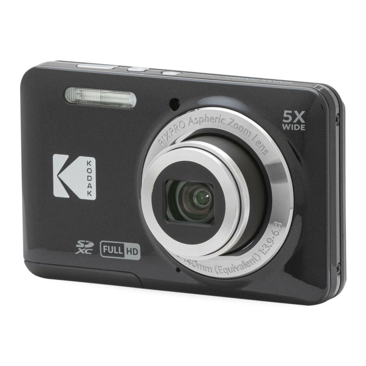 PIXPRO Friendly Zoom FZ55 Digital Camera (Black) Bundle with 32GB SD Card, Camera Case, and Battery Travel Charger (4 Items)