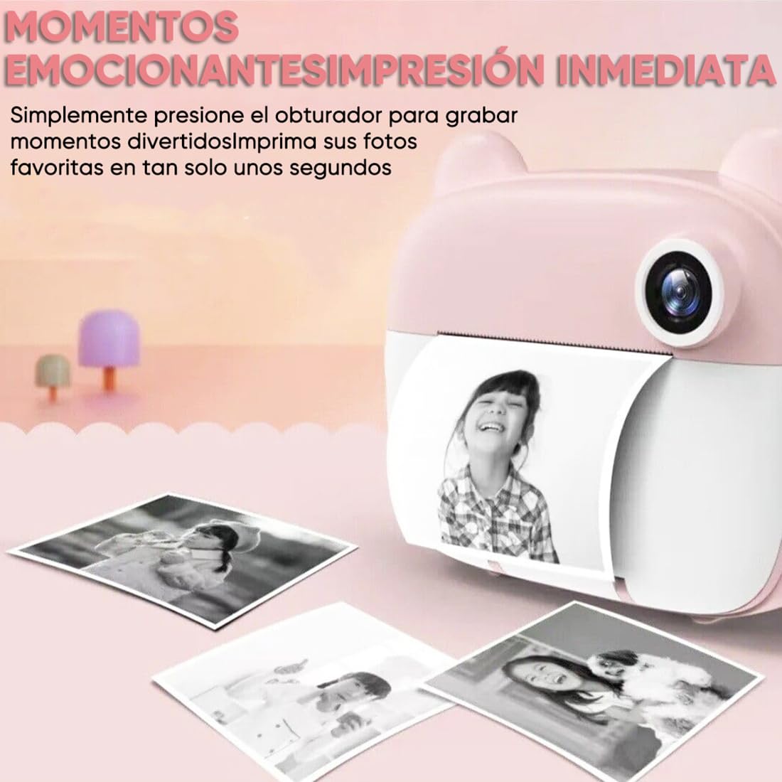WEAGP Cámara Fotos Infantil, Cámara Instantánea para Niños 1080p HD con 32GB Tarjeta SD y 3 Vols Papel de Impresión, Camara Infantilespara Niñas para Niños y Niñas de 3 a 12 Años (Rosa)