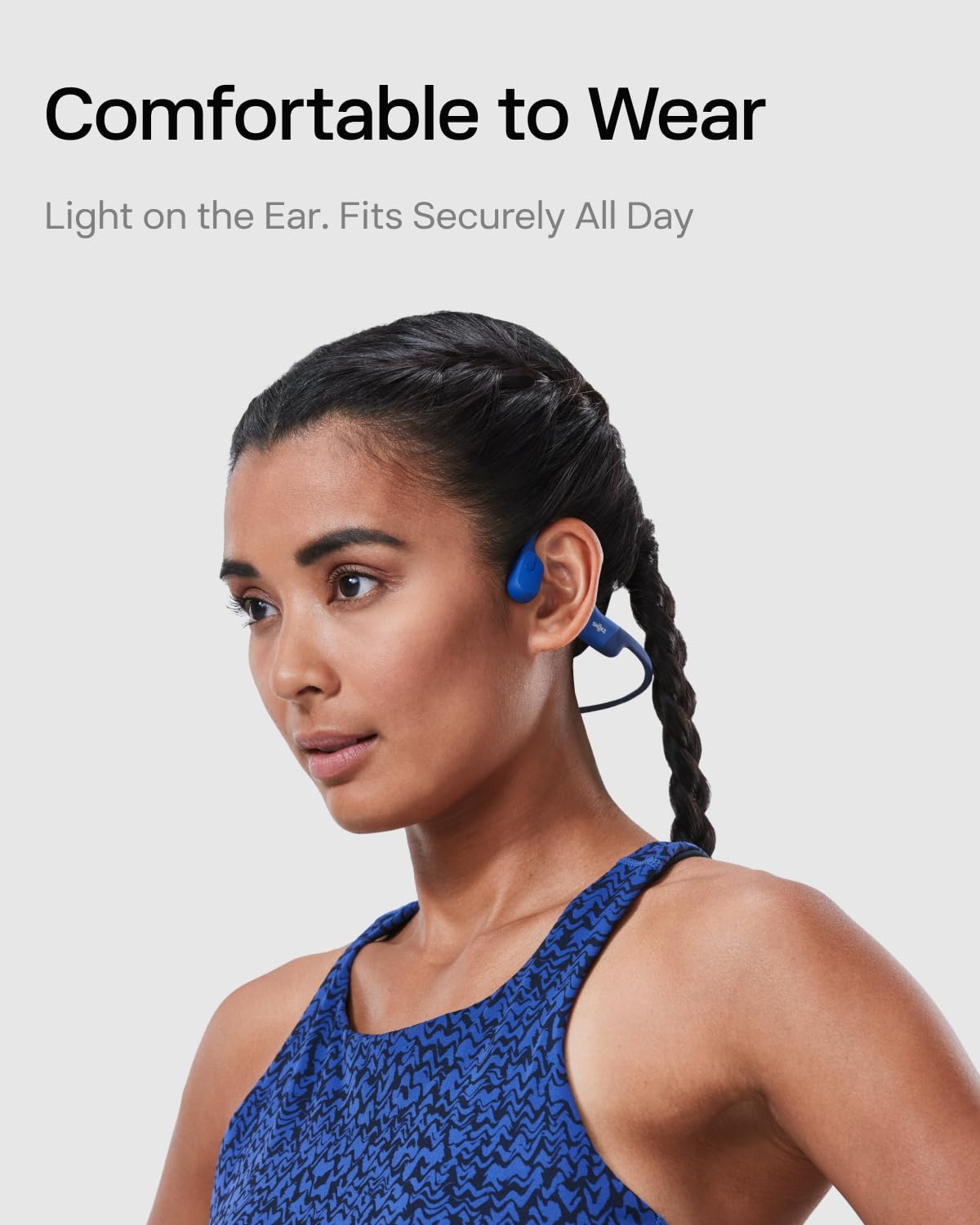 SHOKZ OpenRun Auriculares conducción ósea, audífinos Deportivos inalámbricos de oído Abierto con Bluetooth y micrófono, Open-Ear, Resistentes al Agua IP67 para Correr, USB-C, Azul