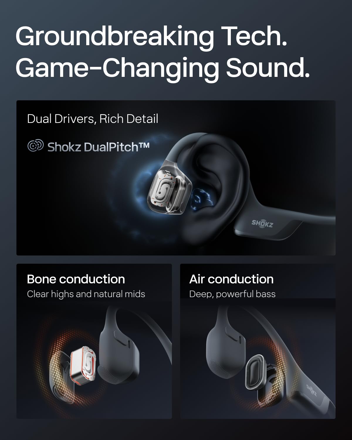 SHOKZ OpenRun Pro 2 Mini Auriculares Deportivos de Conducción Ósea, Inalámbricos Bluetooth 5.3, Micrófonos con Cancelación de Ruido, Resistente al agua IP55, 12h Reproducción, Carga Rápida USB-C,Negro