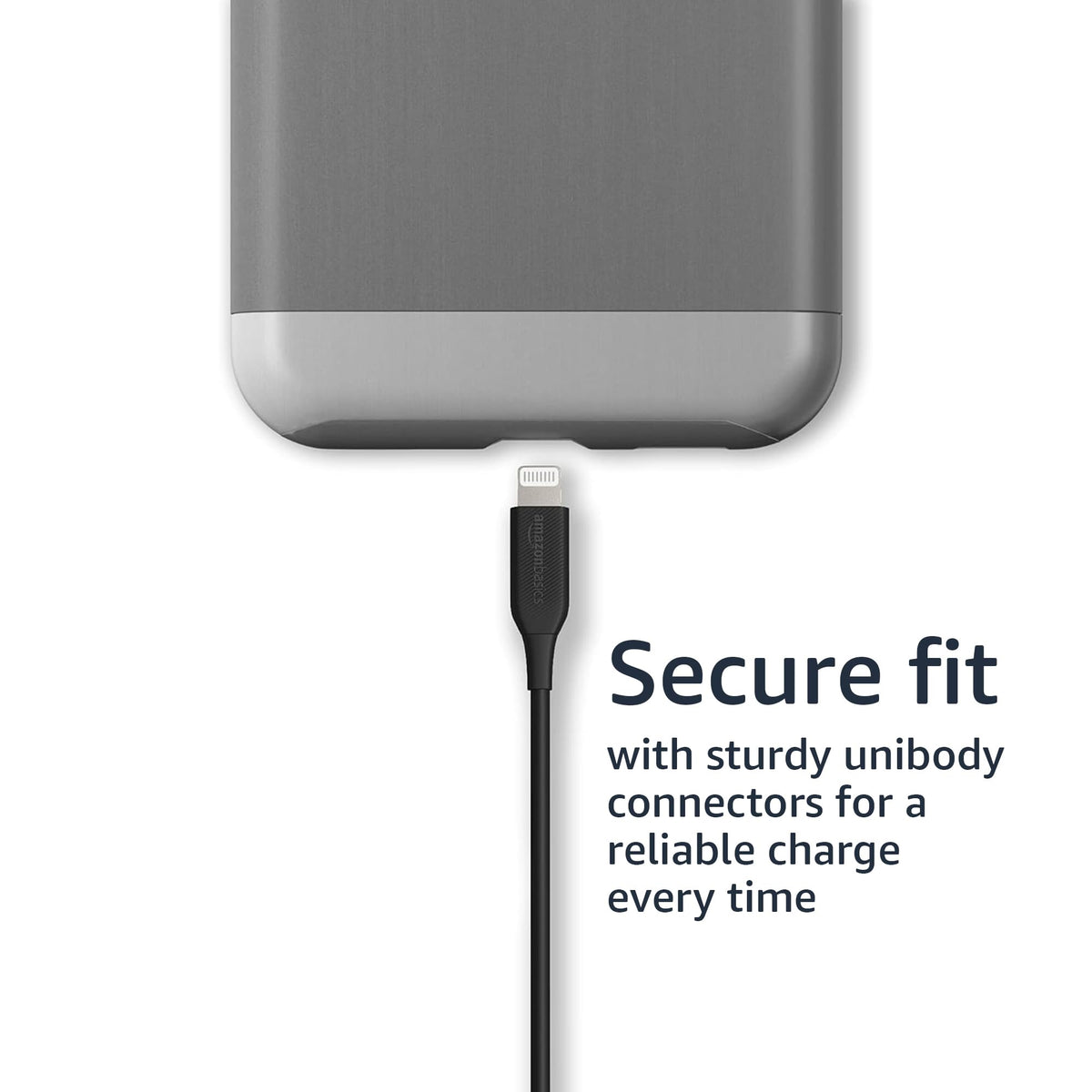 Amazon Basics Paquete de 2 cables de carga Lightning con certificación MFi para iPhone, USB-A a Lightning ABS para Apple iPhone 14 13 12 11 X Xs Pro, Pro Max, Plus, iPad, 1.8 m, negro