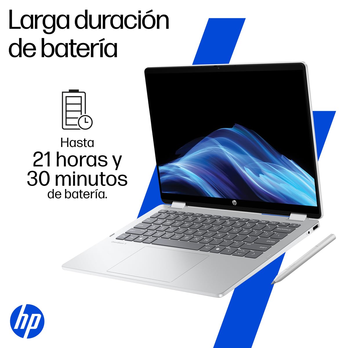HP Laptop OmniBook 5 Flip 14-fp0054la, 2-en-1, Intel Core i5, 16 GB RAM, 512 GB SSD, 14", 2K (1920x1200), Pantalla Táctil, Lápiz Recargable, Windows 11 Home, Garantía Mexico, Plata