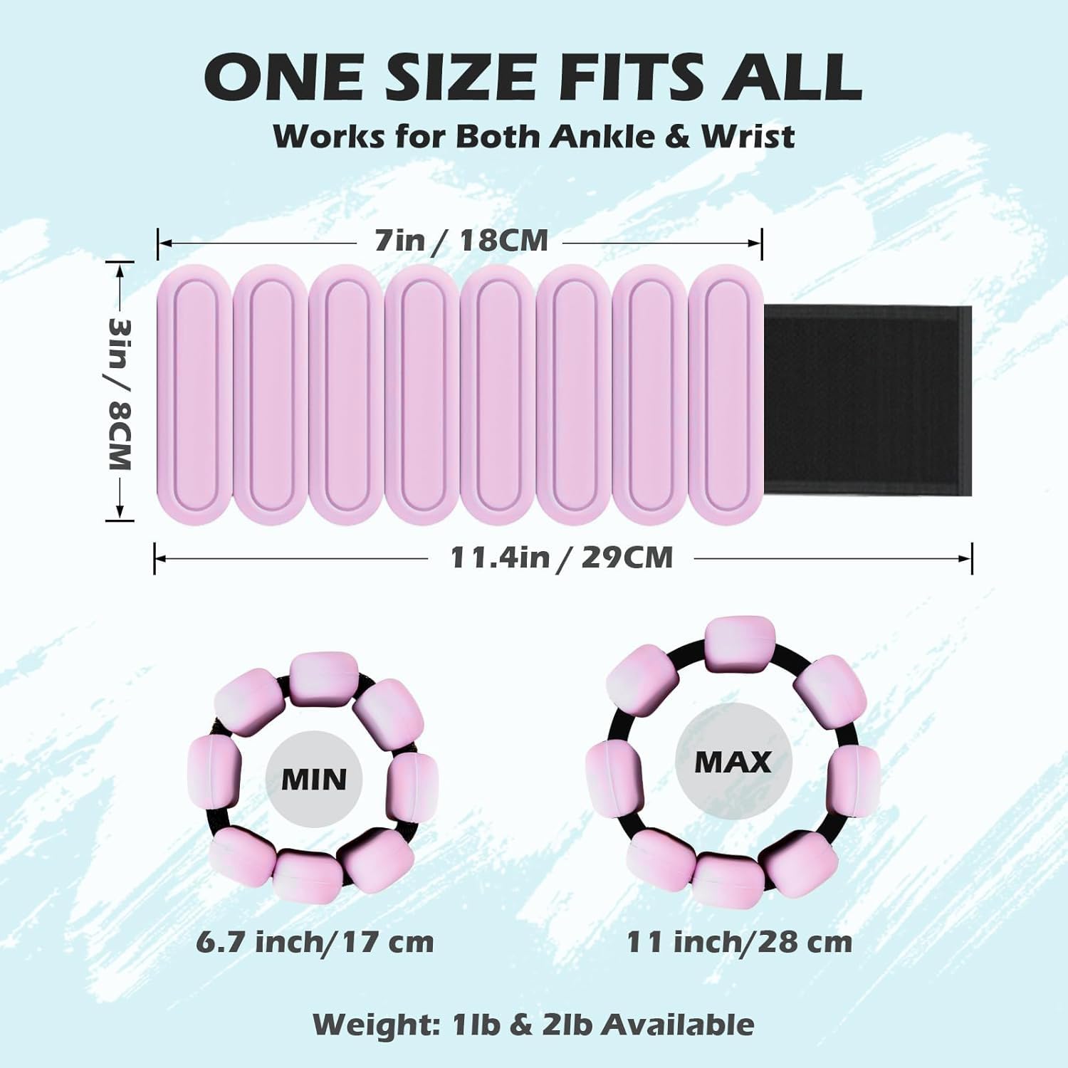SPOSYN 2PACK Polainas para Tobillo y Muñecas, Pesas para Tobillos Ajustables, Polainas de Silicona Antideslizantes, Pesas de Tobillo Ajustables para Yoga, Pilates, Natacion, Ejercicio Aeróbicos (rosa, 2X0.5LB)