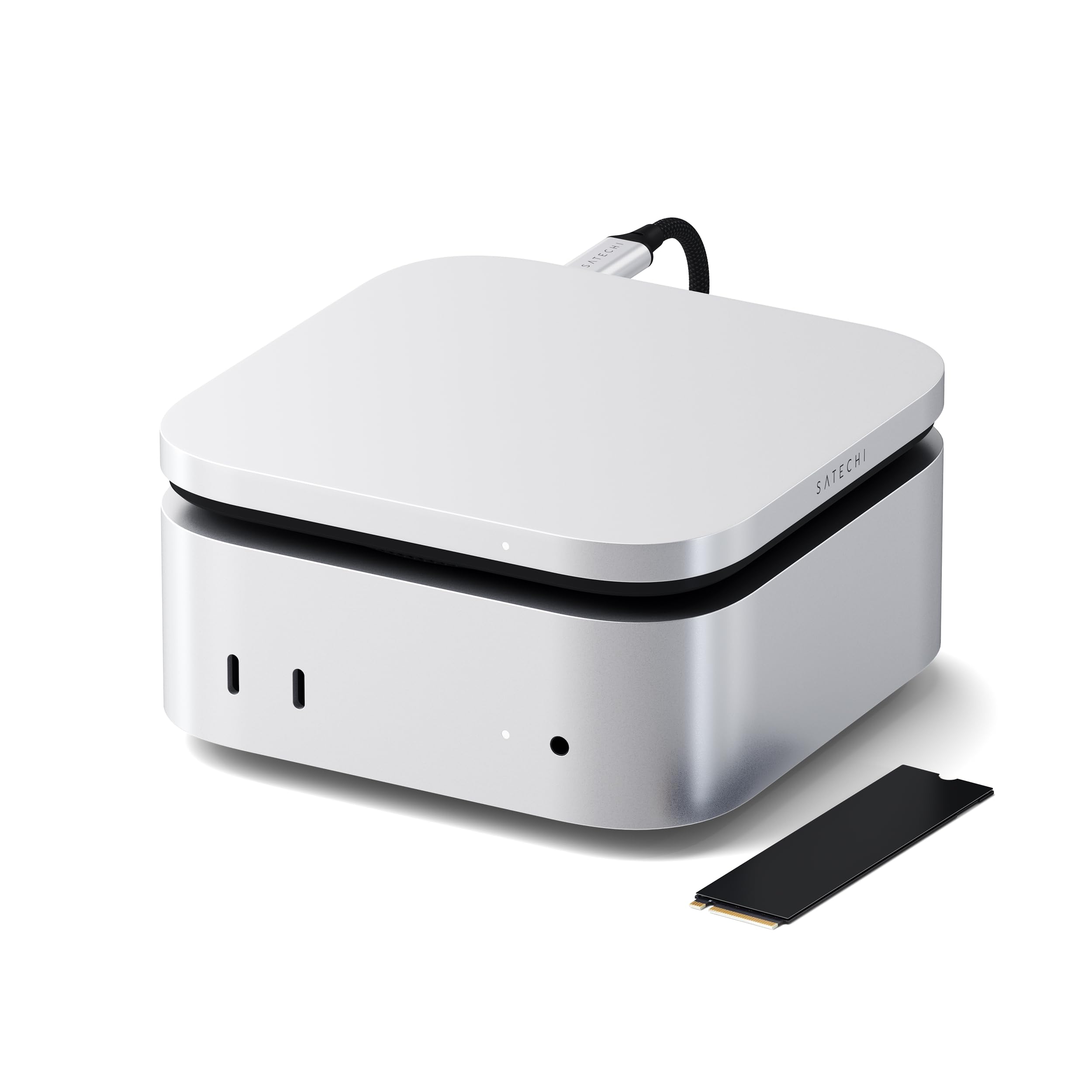 SATECHI Carcasa SSD NVMe USB4 para Mac Mini M4, Carcasa SSD NVMe M.2 con hasta 40 Gbps, hasta 8 TB, para tamaños de 2280/2260/2242/2230 mm, Compatible con Thunderbolt 5/4, USB4 (SSD no Incluido)