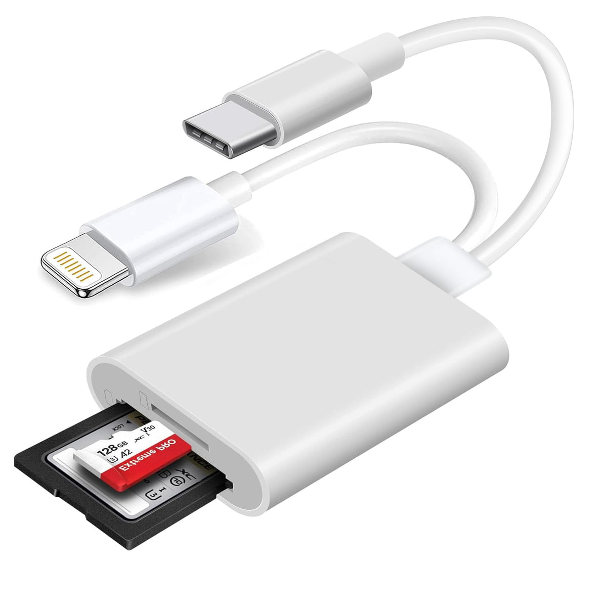 Eynshoo Lector de Tarjetas SD de Doble línea 2 en 1, Lector de Tarjetas SD/Micro SD para iPhone/iPad, Lectora De Tarjetas de Memoria SD para Cámara Digital Card Compatible con SD Card/SDXC/SDHC