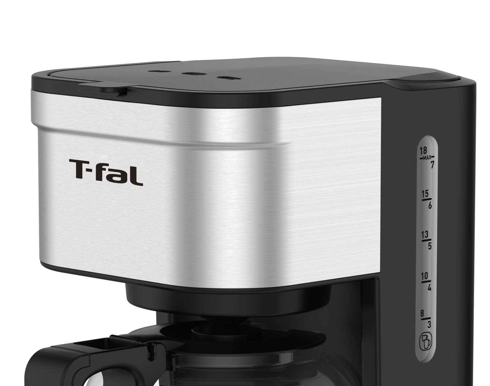 T-fal Cafetera Elegance de Filtro Permanente Lavable, capacidad para 7 tazas de café con jarra de vidrio y sistema antigoteo CM223DMX