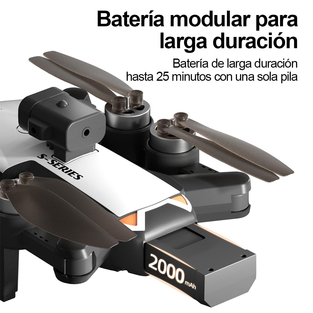 Dron S2S con cámara para adultos, Mini Drone FPV WiFi plegable de doble cámara 6K, Cuadricóptero RC con motor sin escobillas, Evitación de obstáculos, Modo sin cabeza, Flujo óptico, Retención de altitud, 3 baterías, Regalos para adultos