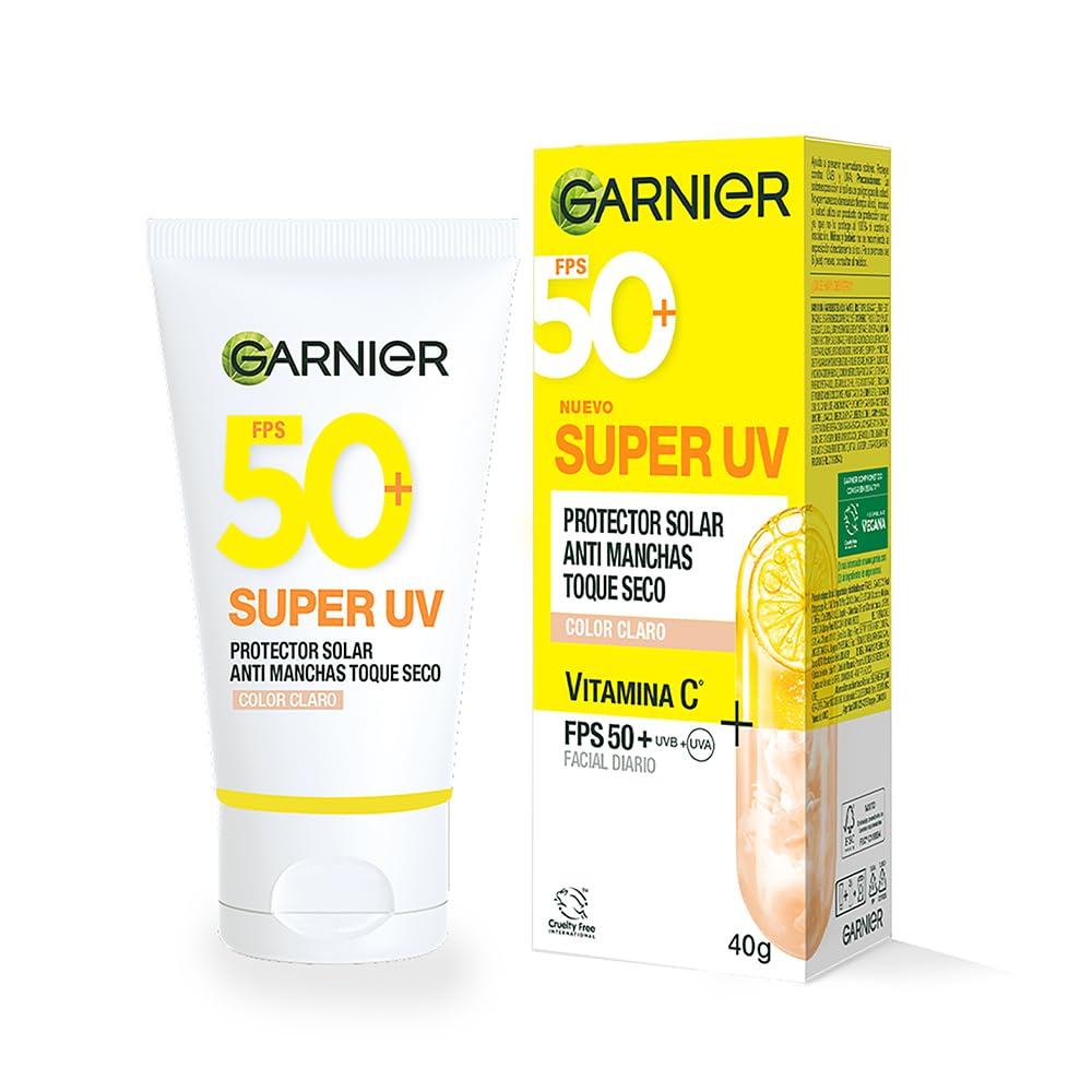 Garnier Protector Solar FPS50 Super UV Toque Seco Color Tono Claro 40ml