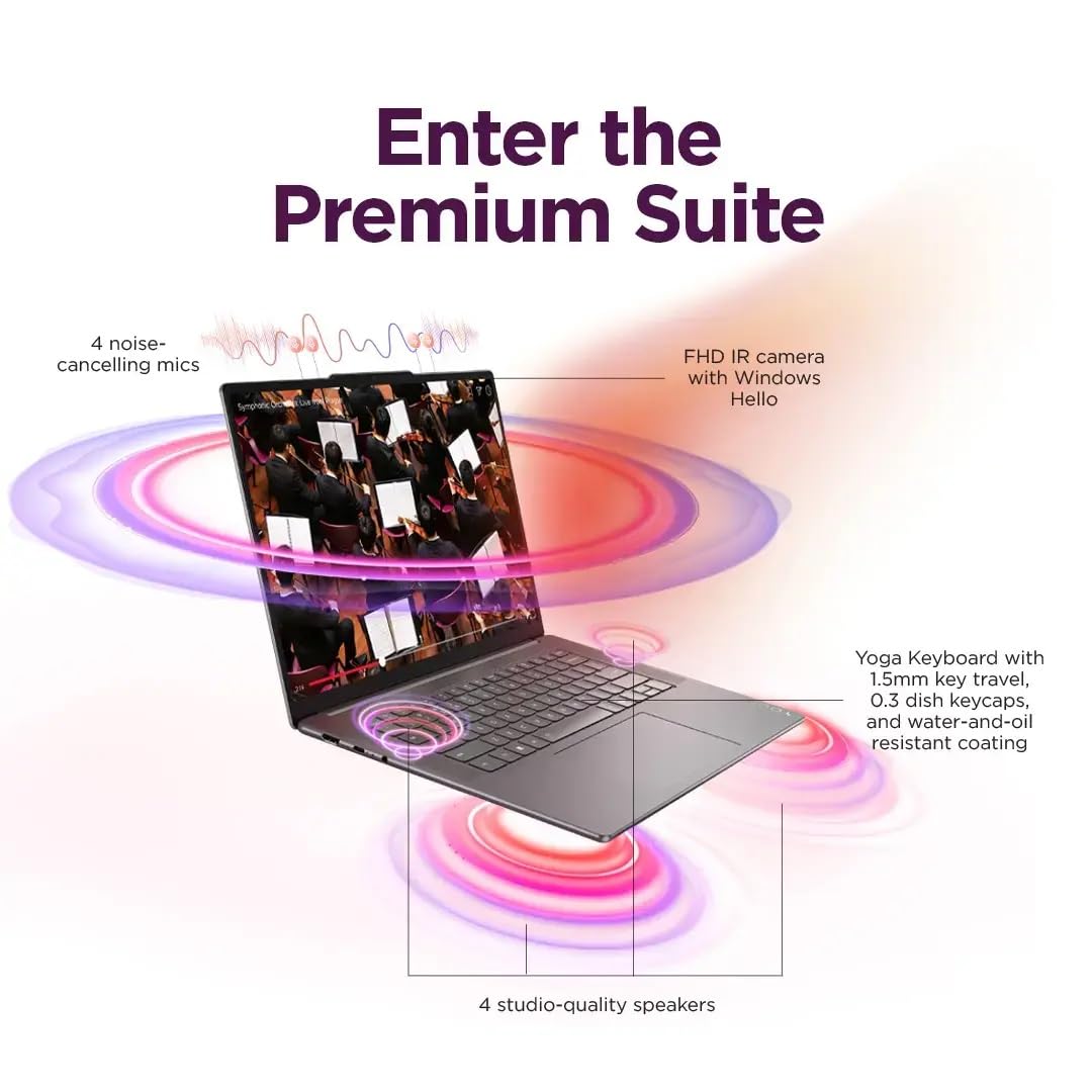 Lenovo Yoga Slim 7i 15ILL9 Aura Edition Copilot+ Ordenador portátil: Intel Core Ultra 7 256V, pantalla táctil 15.3" 2.8K 500 nit 120Hz, 16GB de RAM DDR5, 1TB SSD, teclado retroiluminado, Windows 11