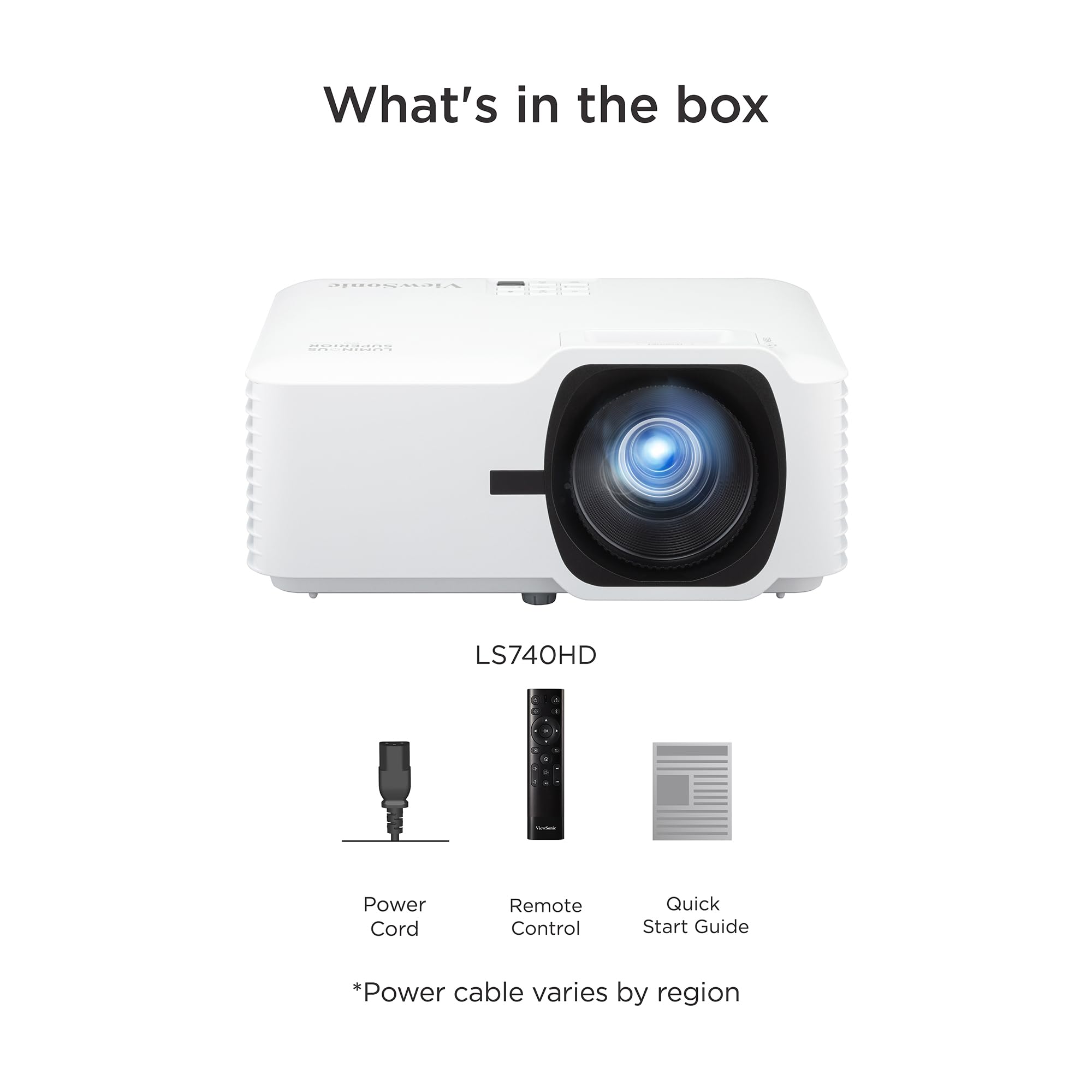 ViewSonic LS740HD Proyector DLP láser de 5000 lúmenes 1080p con Zoom óptico de 1.3X, Keystone H/V, Ajuste de 4 Esquinas y proyección de 360 Grados para Cine en casa y educación