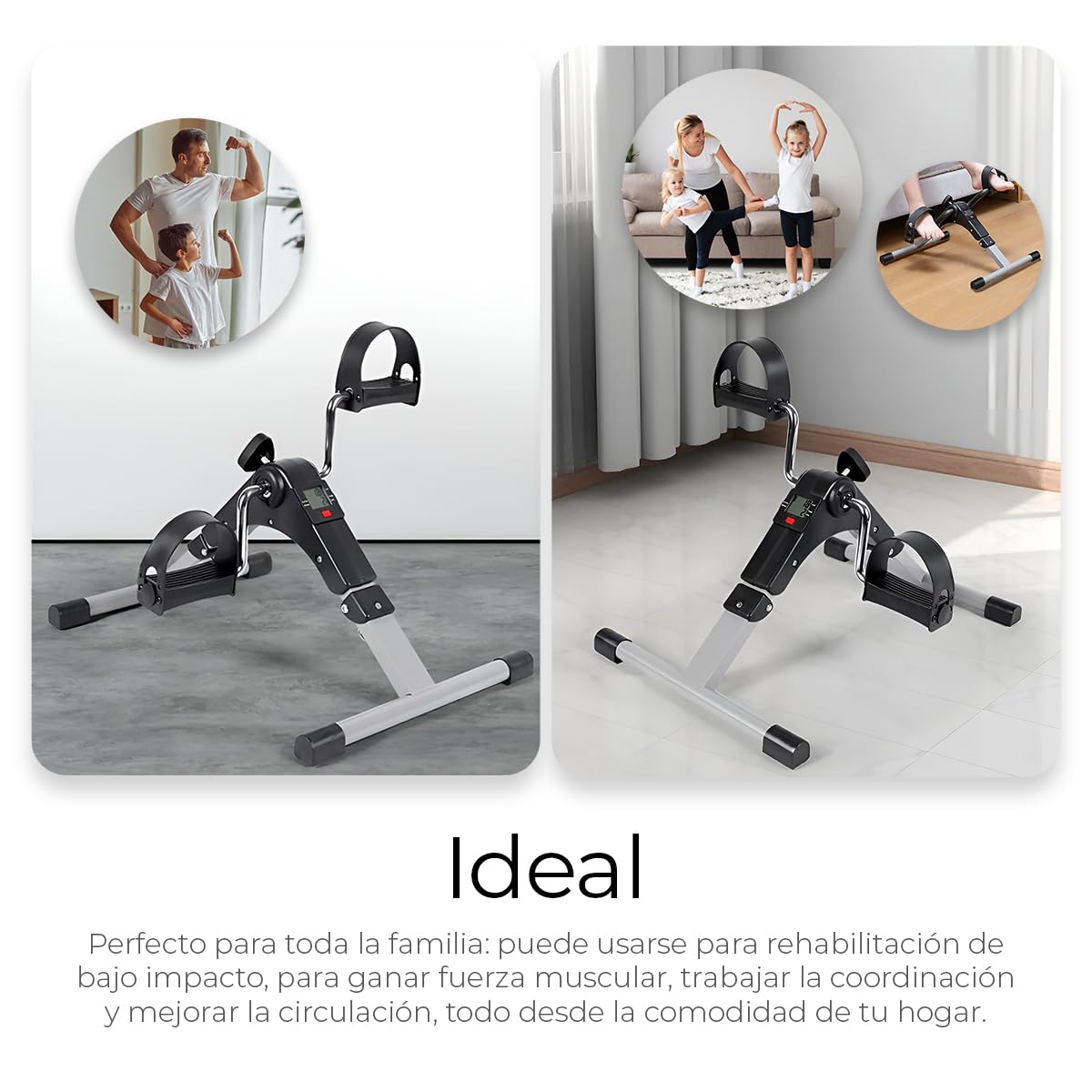 Raganet, Ejercitador de Pedal Fitness, Bicicleta Estática para Entrenamiento de Piernas plegable con Pantalla LED y Resistencia Ajustable, Uso Profesional o del Hogar, Rehabilitación y fortalecimiento