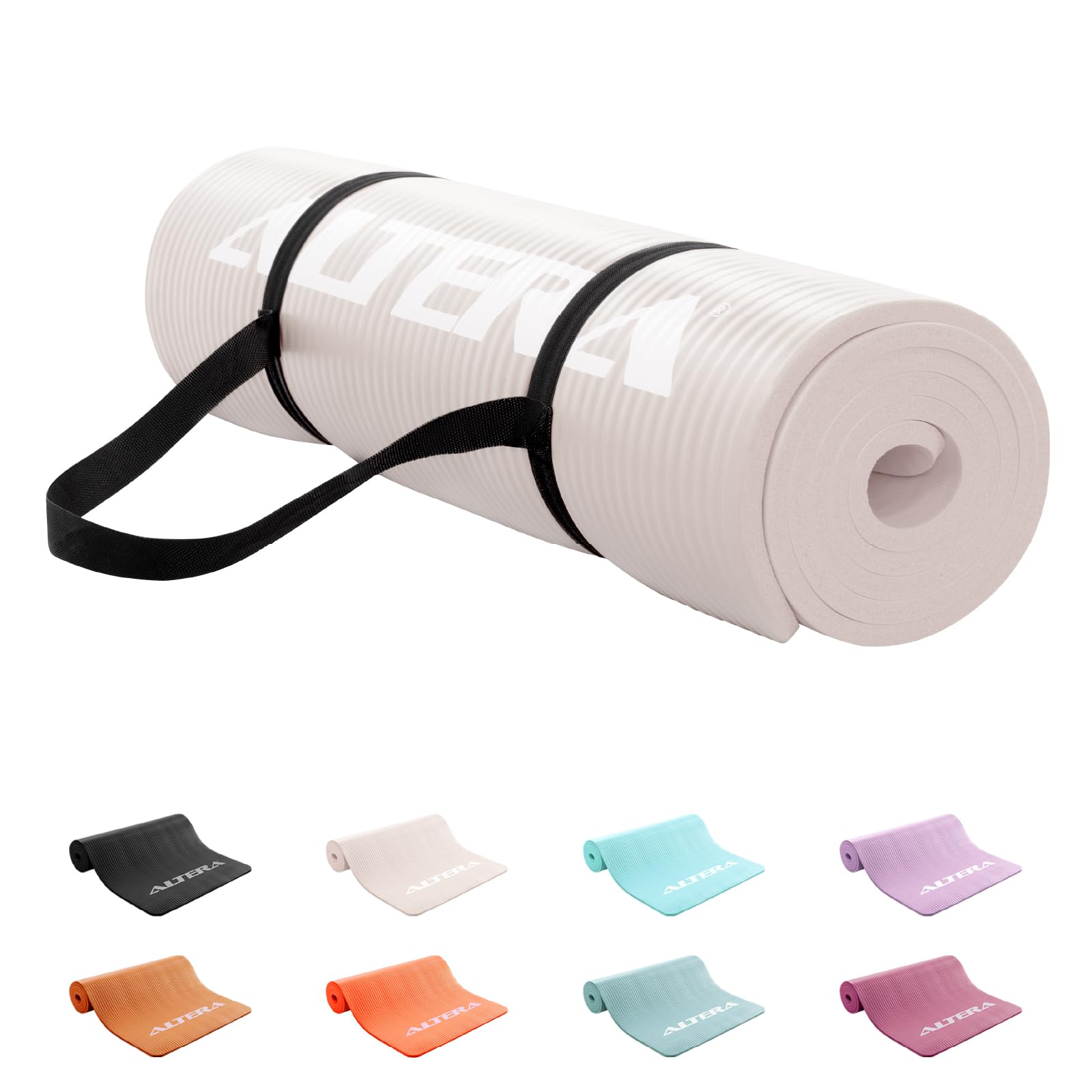 Tapete de Yoga y Pilates Fitness con Correa, Esterilla de Pilates, Pilates Fitness con Correa Transportadora, Antideslizante y Resistente al agua, Ideal para Gimnasio, Ejercicio en Casa, Deporte, Colchoneta, Gimnasia. (Arena)