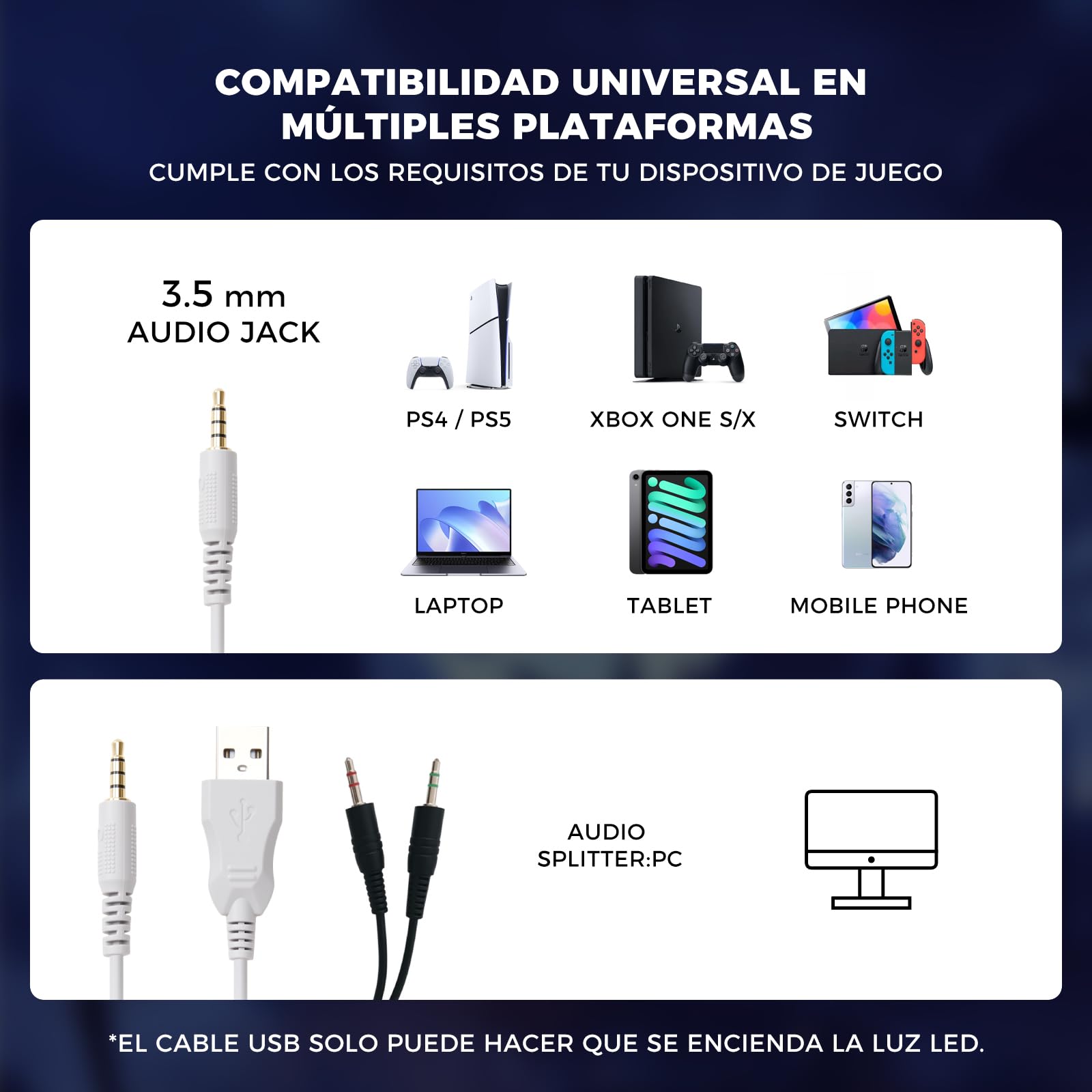 Audífonos de diadema, Audifonos con micronofono, 3.5mm Audio Jack, Almohadillas de espuma viscoelástica para los oídos, Audifonos Alambrico para Nintendo Switch Xbox Series X PS4 PS5 PC Mac, negro