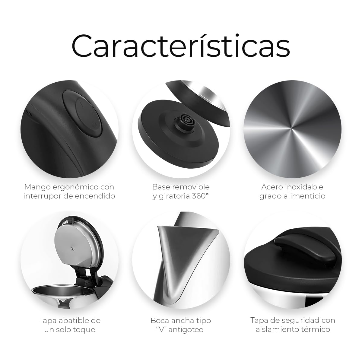RagaBasics, Tetera Eléctrica de 1.8 Litros, Hervidor de Agua de Acero inoxidable, Apagado Automático 900W