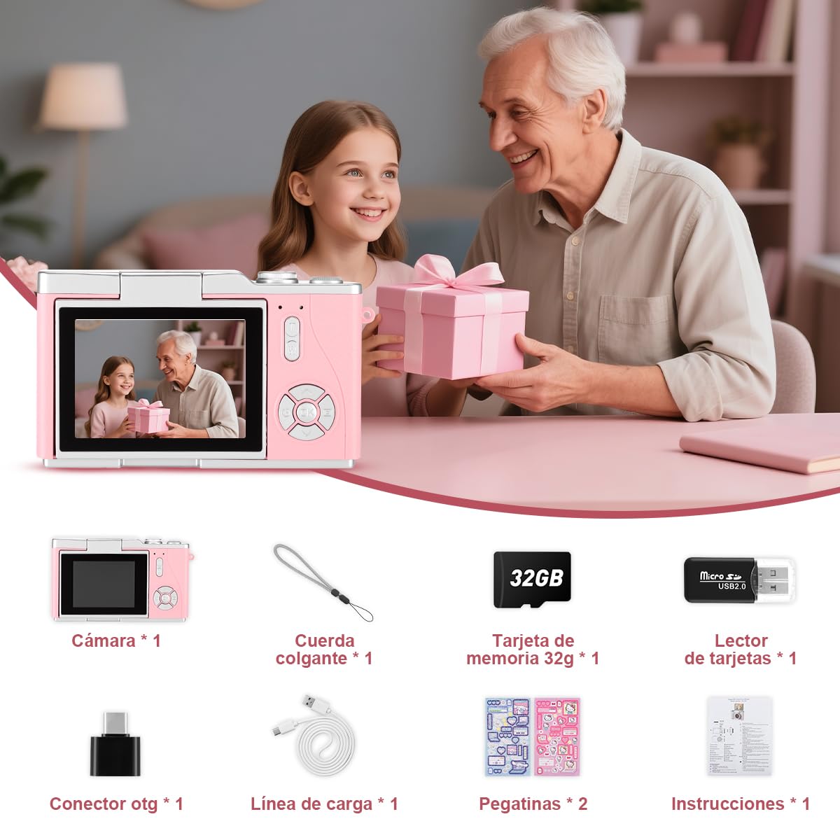 KOZFULE Cámara Digital 4K, Lente De 48 MP, Zoom Óptico de 8X,