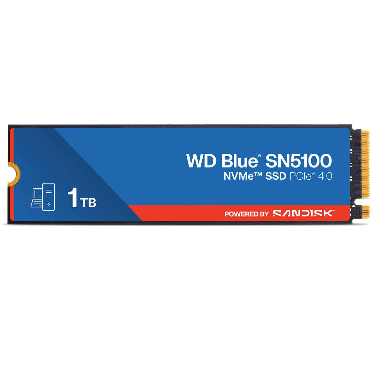 WD Blue SN5100 1TB NVMe SSD - M.2 2280, PCIe Gen 4.0, Unidad Interna de Estado sólido - velocidades de Lectura de hasta 7,100 MB/s, Almacenamiento actualizado para PC/portátiles - WDS100T5B0E