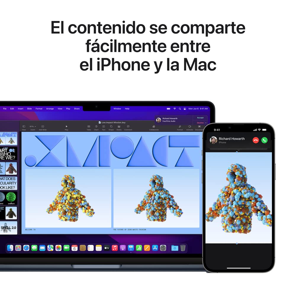 Apple MacBook Air (13.6 Pulgadas, 2022) con Chip M2, 24 GB RAM, 512 GB SSD, CPU de 8 núcleos/GPU de 10 núcleos - Medianoche