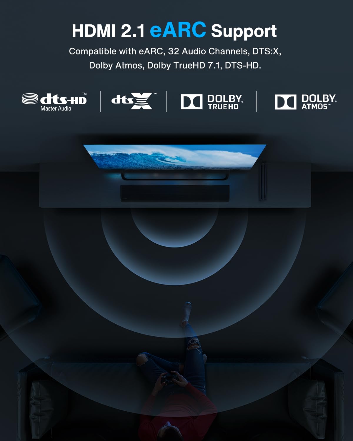 Cable HDMI 2M iVANKY HDMI 2.0 de Ultra Alta Velocidad 18Gbps, 4K@60Hz HDR, ARC, 3D, Alambre de nylon, compatible con MacBook Pro 2021, Xbox Series One/S/X PS3/4/5, Monitor PC TV