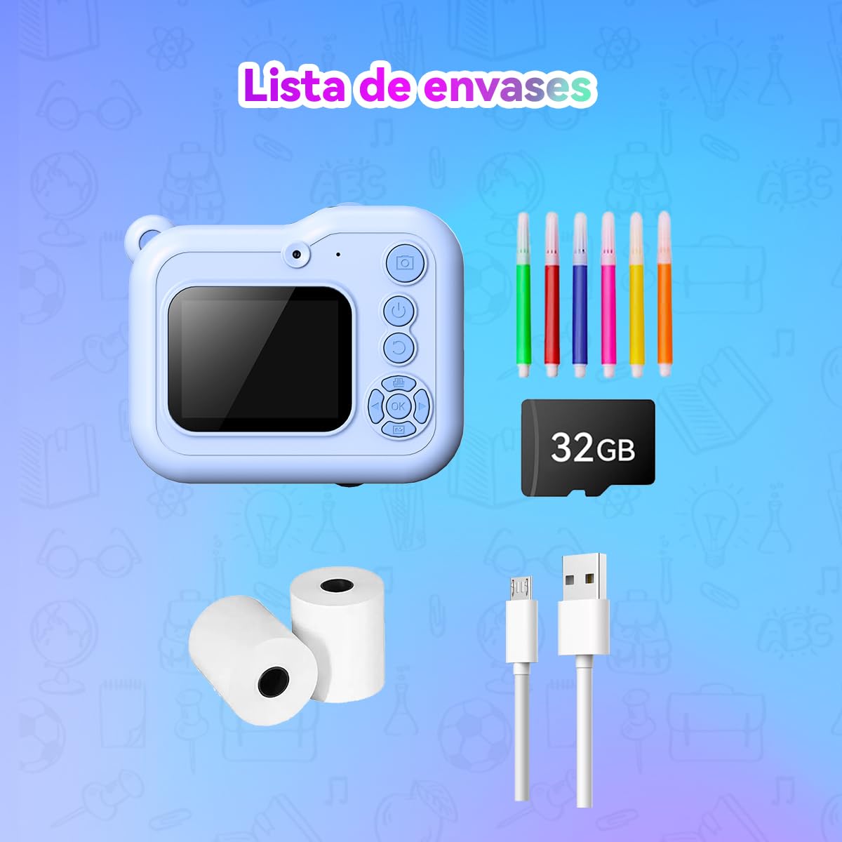 ETprin Cámara Instantánea para Niños – Regalo Divertido y Creativo, Pantalla de 2.4", Doble Lente, Tarjeta de 32GB, Ideal para Cumpleaños y Fiestas