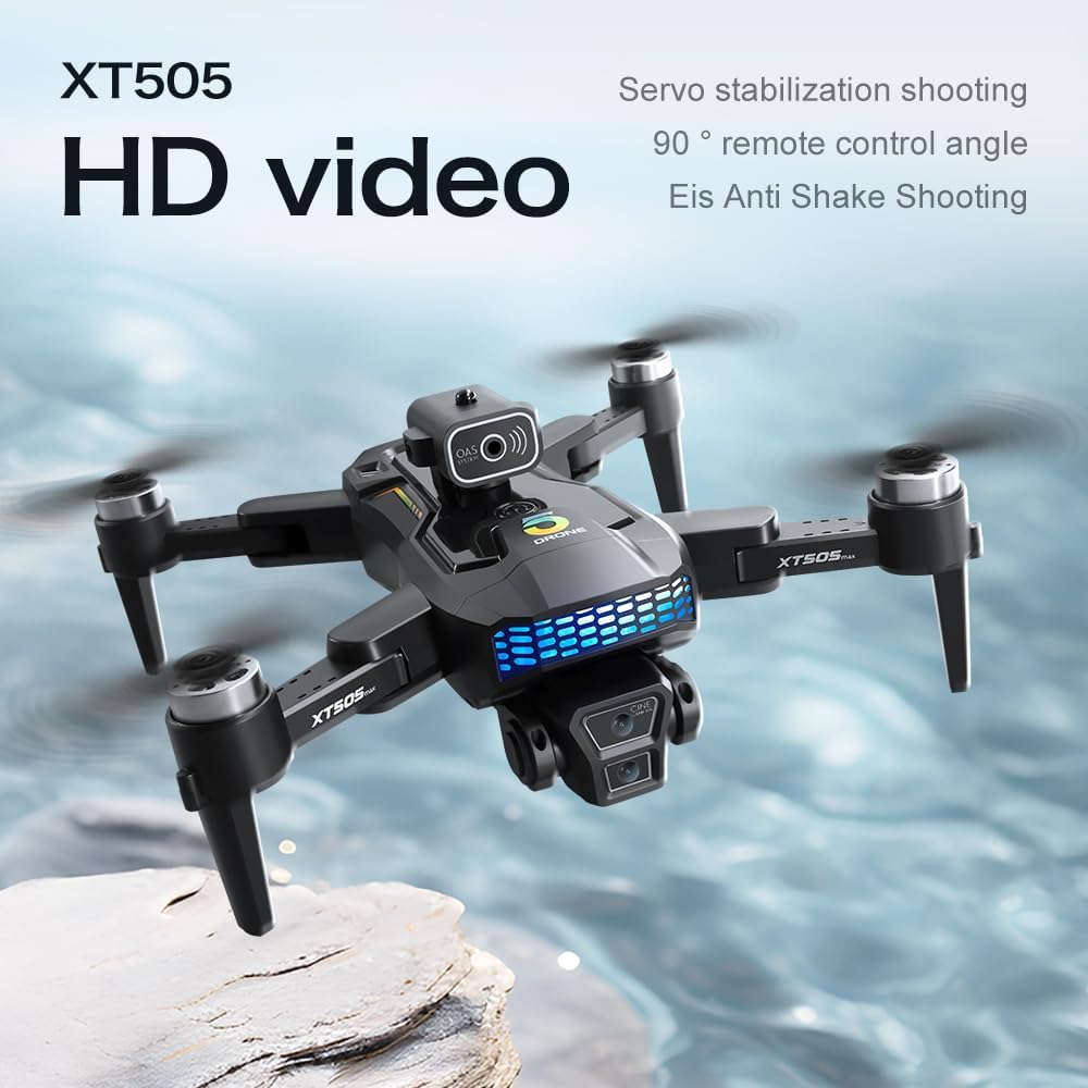 GILLAS Mini Drones Dron Mini con Cámara Ligero y Plegable con Vídeo 4k HDR Baterias 2 y Giro 360° Aérea Regreso a Casa Rth Cuadricóptero con Luz Led Compatible con Ios y Android 1080P HD