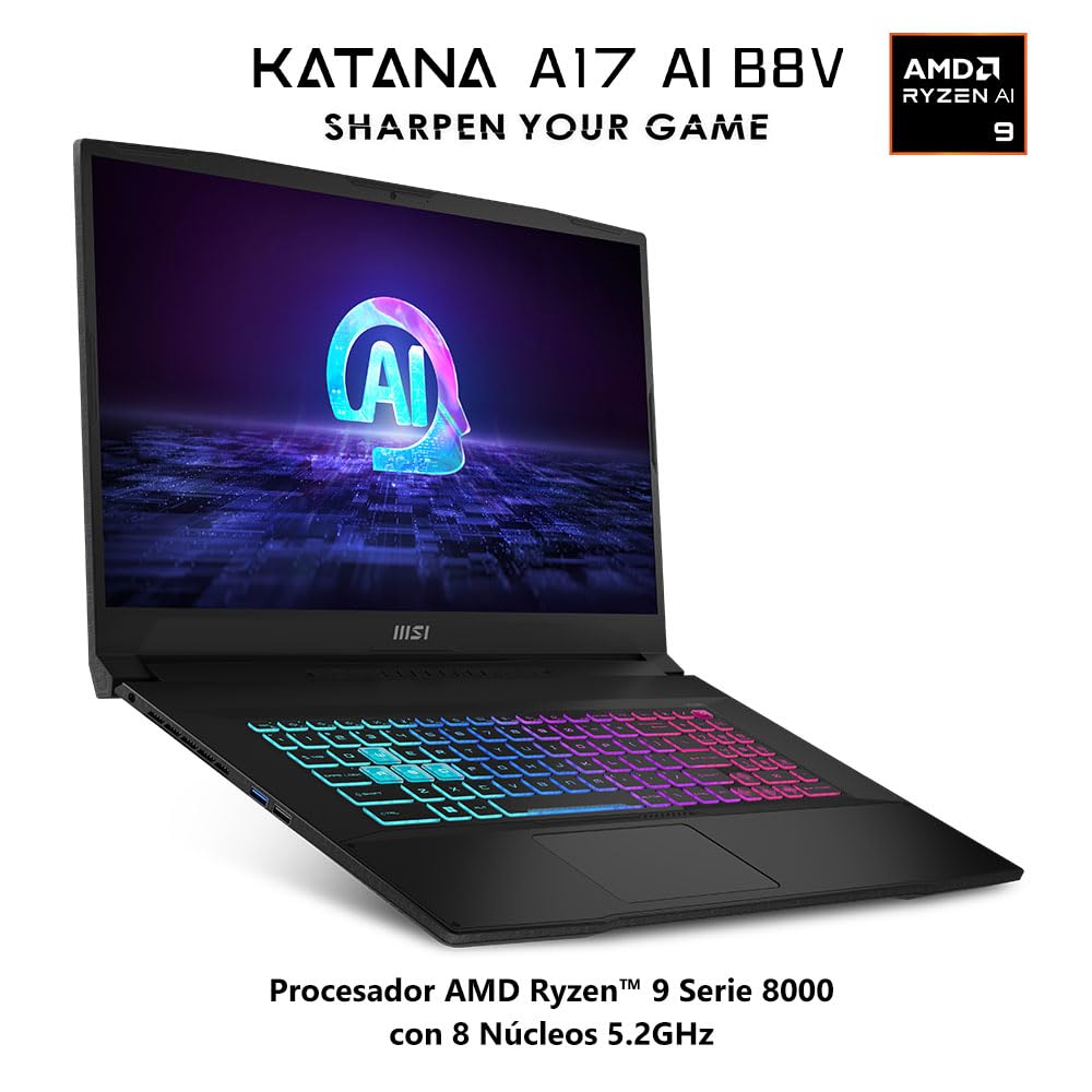 MSI Laptop Gaming Katana A17 | AI Ryzen 9-8945HS | Nvidia GeForce RTX4070 | 32GB RAM 1TB SSD |17.3" FHD | Teclado en español