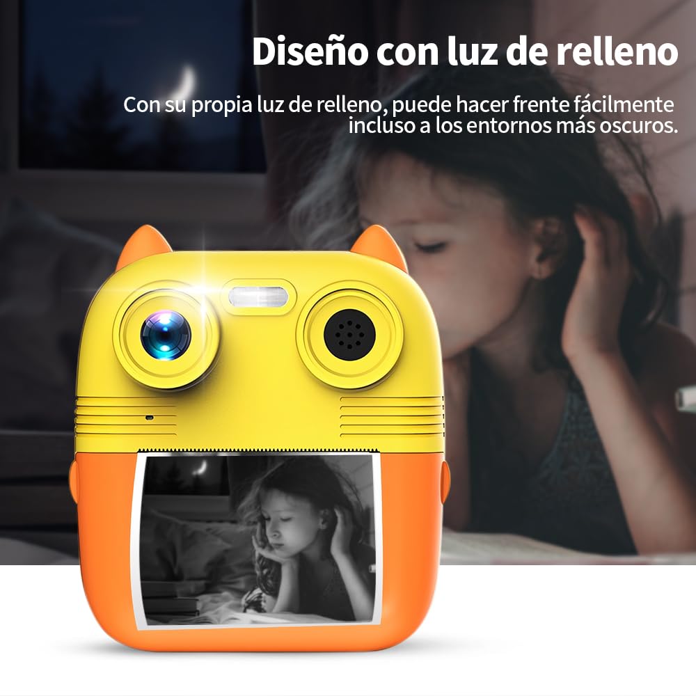 JESWO Cámara Infantil, Cámara Instantánea para Niños, Tarjeta SD de 32 GB Cámara de impresión instantánea para niños de 3 a 12 años