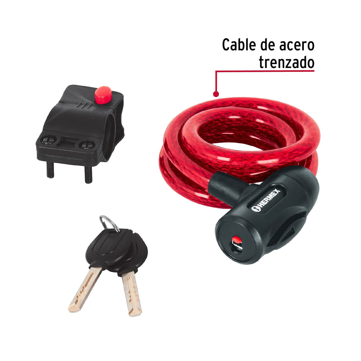 Hermex CB-12, Candado de cable con llave, 12 mm X 1.0 m