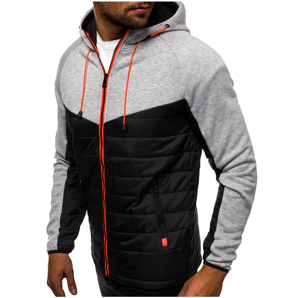 SHVE SHENDY VENDY Sudadera con Capucha para Hombre Casual con Bolsillos Cierre Sudadera Hoodie para Deporte Gris Extra Grande