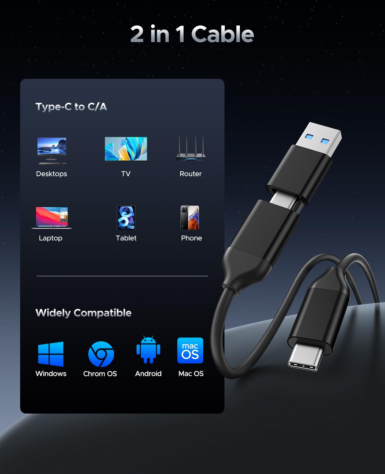 ORICO SSD Externo 512 GB hasta 500 MB/s, Unidad portátil de Estado sólido con diseño de Agujero Colgante, Plug and Play, Cable USB C & A 2 en 1, Almacenamiento confiable para teléfonos Inteligentes