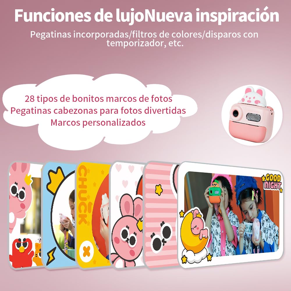 Vantisan Cámara para niños con Impresión Instantánea de 48 MP y 1080P, Camara Instanea con tarjeta SD de 32 GB, Papel de impresión, Cámara digital de selfies y video, regalos para niños de 3 a 12 años