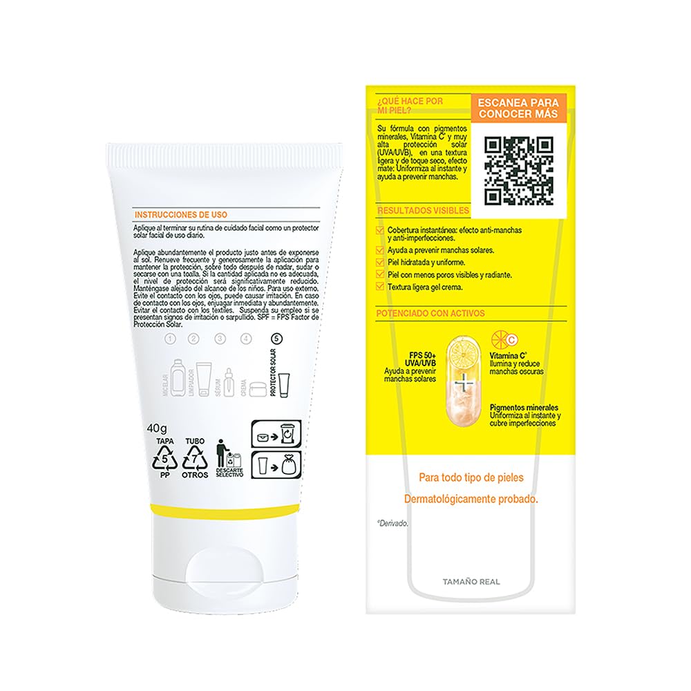 Garnier Protector Solar FPS50 Super UV Toque Seco Color Tono Claro 40ml