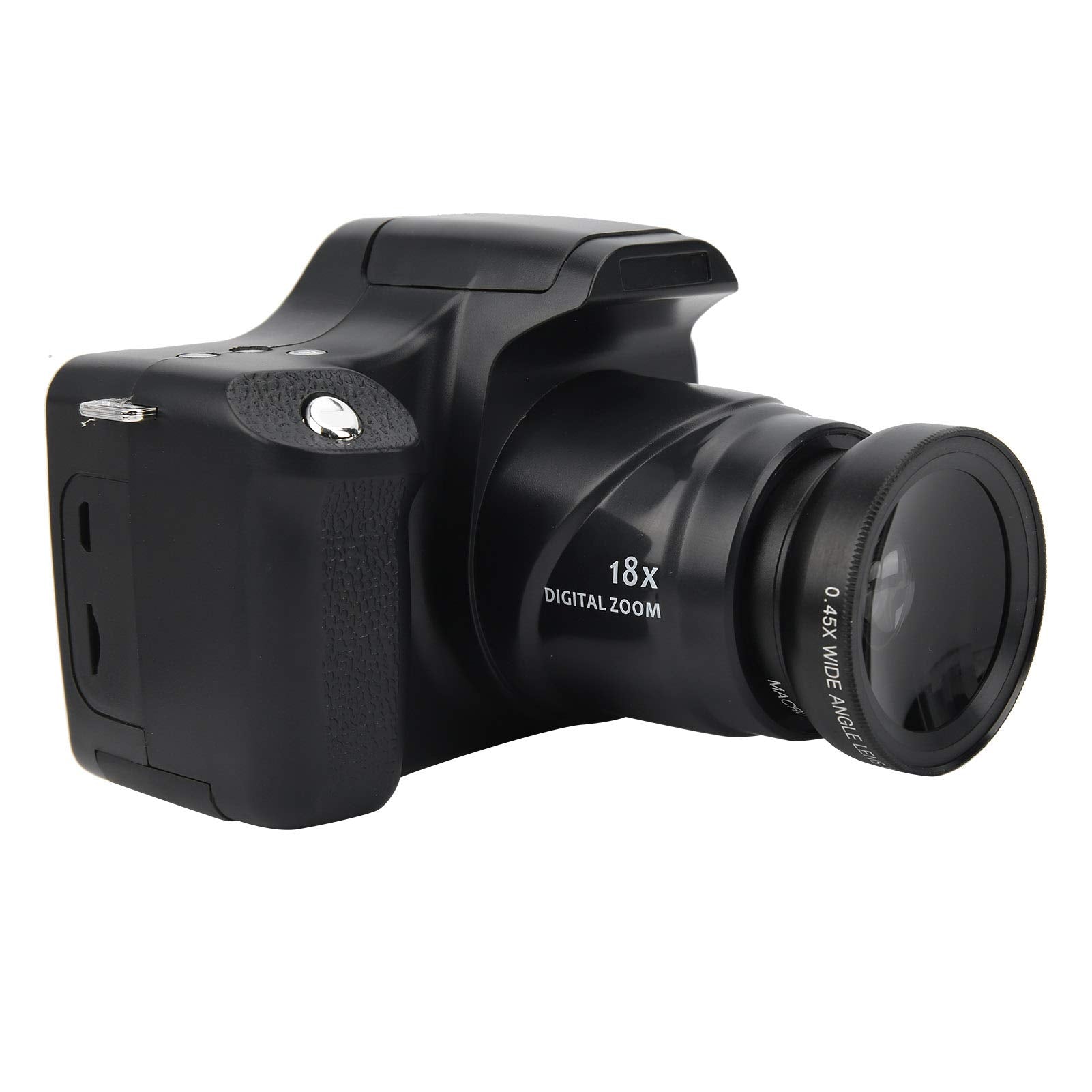 Cámara Réflex Digital Cámara para Fotografía Pvc Negro 3.0 en Pantalla Lcd Zoom 18X Cámara Réflex HD Cámara Digital Portátil de Longitud Focal Larga (lente Gran Angular estándar) (Edición estándar + lente gran angular)